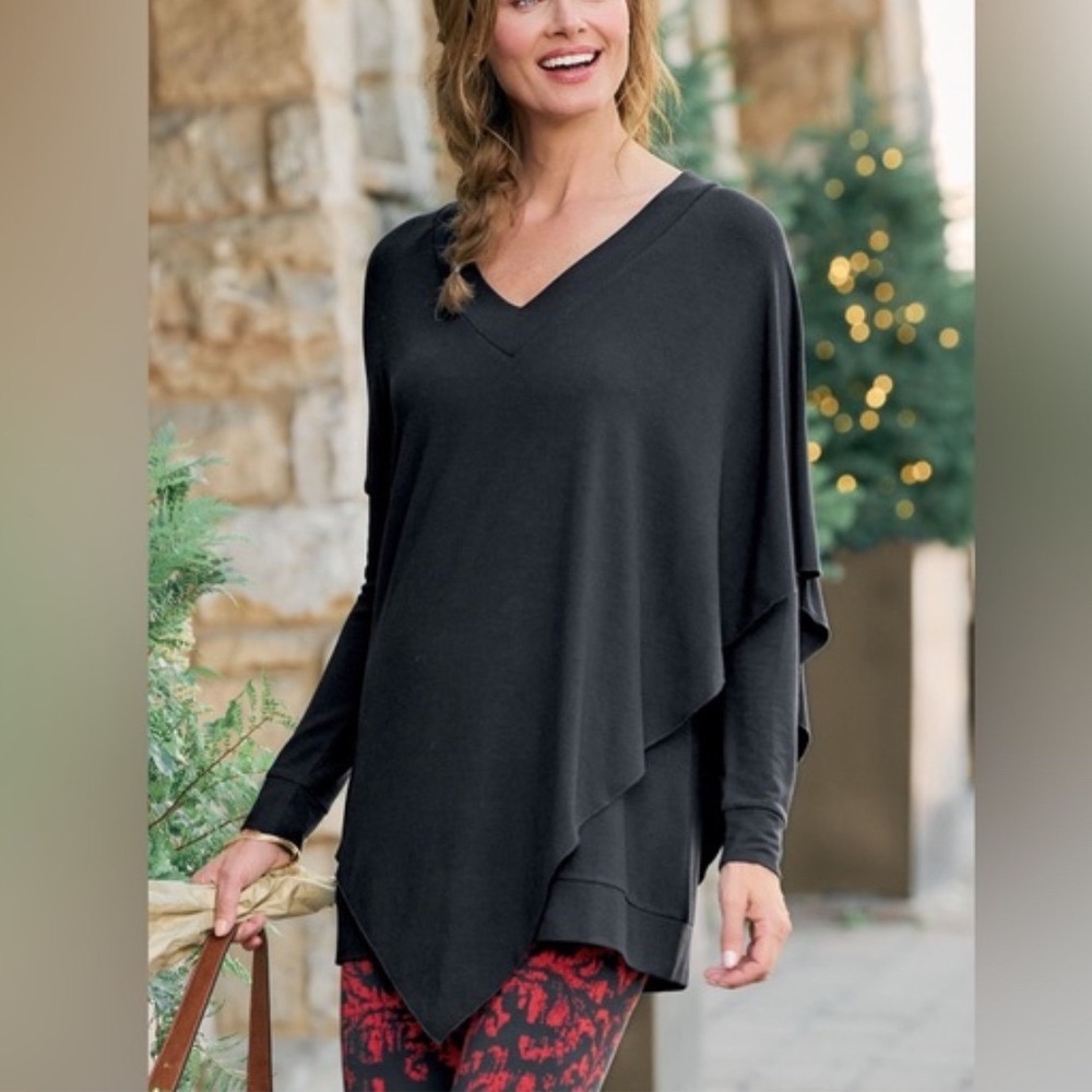 Soft Surroundings Madeline Asymmetrical Black Tunic Top Size 1X - Picture 4 of 9